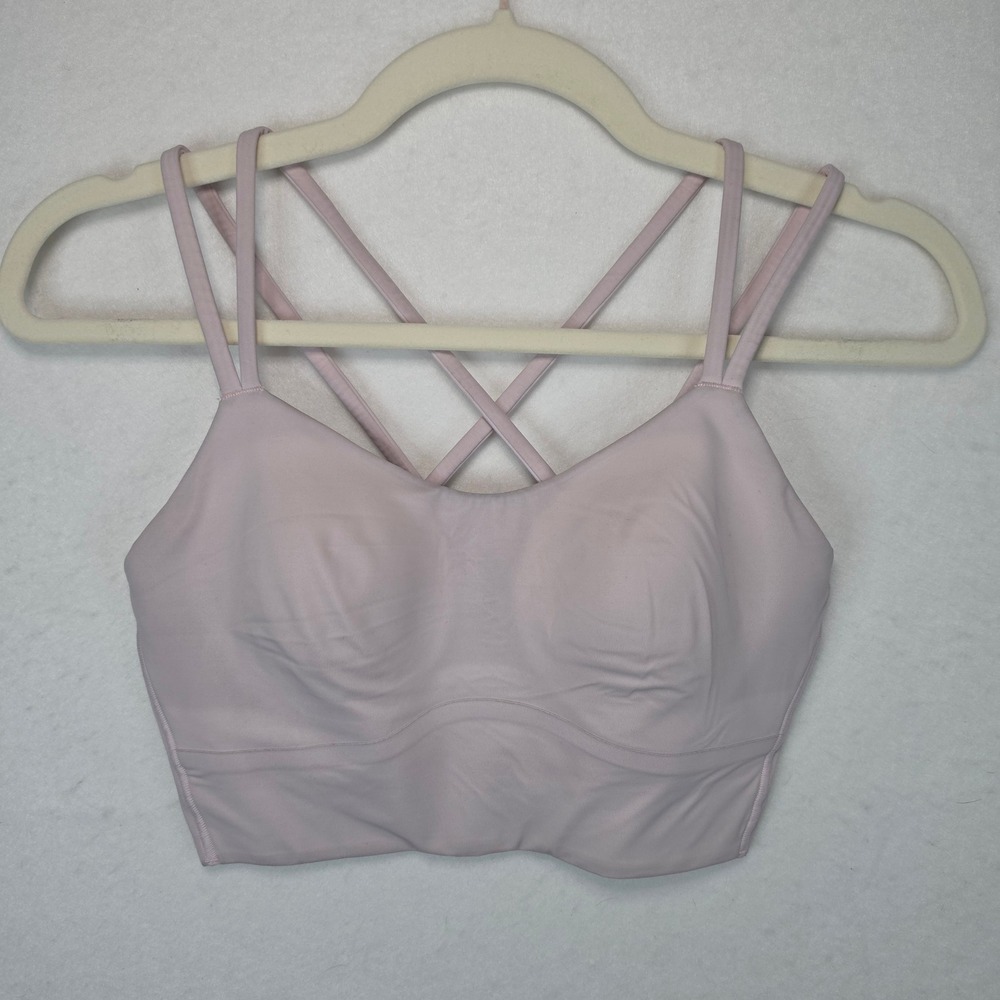 Lululemon Longline Sports Bra Light Pink Strappy Crisscross Back Size 4-6 Approx